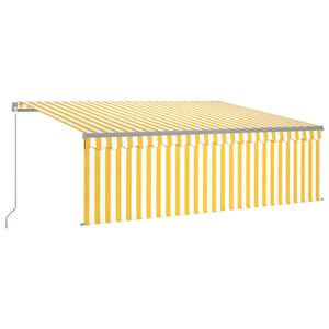 vidaXL Toldo retr&aacute;ctil manual con persiana amarillo y blanco 4x3 m