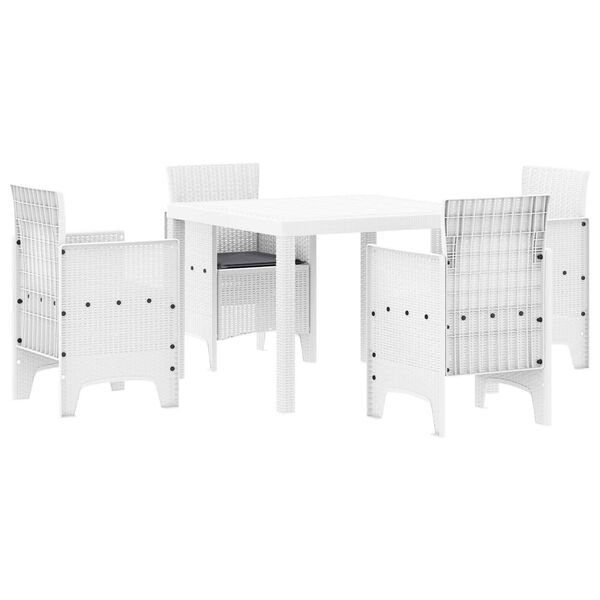 vidaXL Conjunto de Comedor de Jard&iacute;n 5 pcs Blanco Ratan Polt