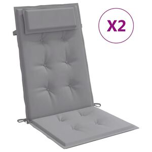 vidaXL Cojines de silla con respaldo alto 2 uds tela Oxford gris