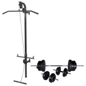 vidaXL M&aacute;quina musculaci&oacute;n Power Tower con pesas y mancuernas 60,5 kg