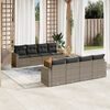 vidaXL Set de muebles de jard&iacute;n 9 pzas y cojines rat&aacute;n sint&eacute;tico gris