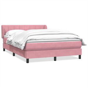 vidaXL Cama box spring con colch&oacute;n terciopelo rosa 140x220 cm