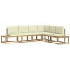 vidaXL Conjunto de sof&aacute;s de exterior 4 Pieza Blanco y Crema Poli&eacute;ster