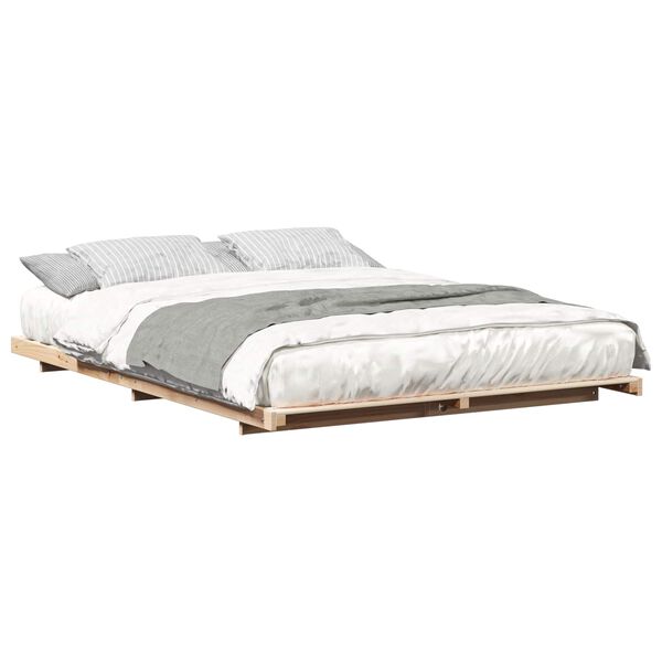 vidaXL Estructura de cama Marrón 160 x 210 cm Madera maciza de pino