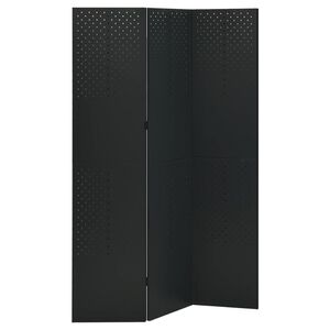 vidaXL Biombo divisor de 3 paneles acero negro 120x180 cm