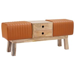 vidaXL Banco 110 x 30 x 45 cm Cuero Real Marr&oacute;n