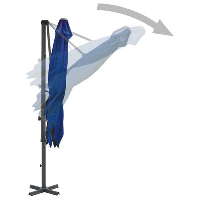 vidaXL Sombrilla voladiza con poste de aluminio azul celeste 250x250cm