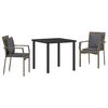 vidaXL Conjunto de Comedor de Jard&iacute;n 3 uds. Gris rat&aacute;n sint&eacute;tico