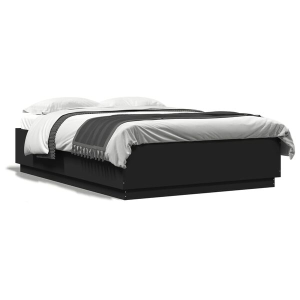 vidaXL Estructura de cama con LED sin colch&oacute;n negra 150x200 cm