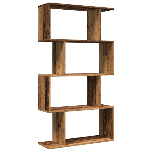 vidaXL Librer&iacute;a divisora 4 niveles madera envejecida 70x24x129 cm