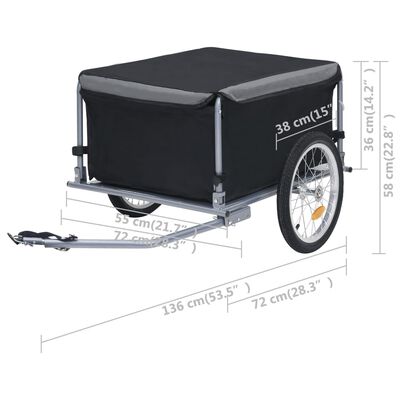 vidaXL Remolque para bicicletas negro y gris 65 kg