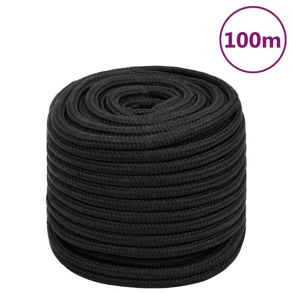 vidaXL Cuerda de barco polipropileno negro intenso 16 mm 100 m