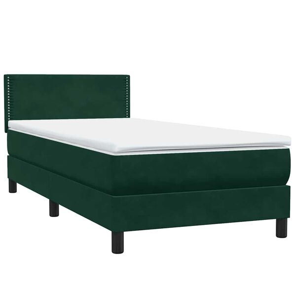 vidaXL Cama box spring con colch&oacute;n terciopelo verde oscuro 90x210 cm