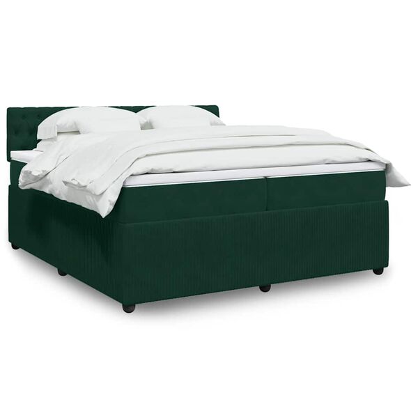 vidaXL Cama box spring con colch&oacute;n terciopelo verde oscuro 200x200 cm