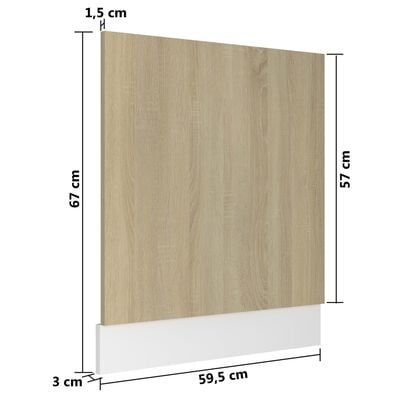 vidaXL Panel para lavavajillas contrachapada color roble 59,5x3x67 cm