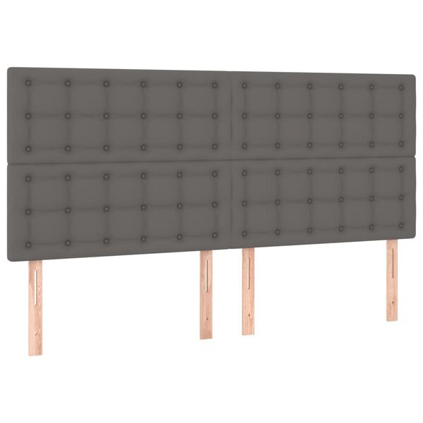 vidaXL Cabecero de cama gris 160x5x118/128 cm piel sintética