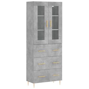 vidaXL Aparador alto madera contrachapada gris hormig&oacute;n 69,5x34x180 cm