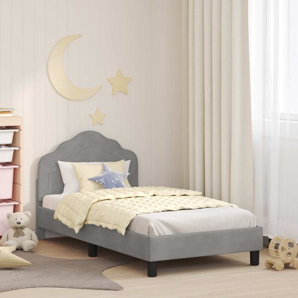 vidaXL Cama para niños con cabecero Gris Claro 80 x 160 cm Terciopelo
