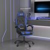 vidaXL Silla gaming giratoria y reposapi&eacute;s cuero sint&eacute;tico negro azul