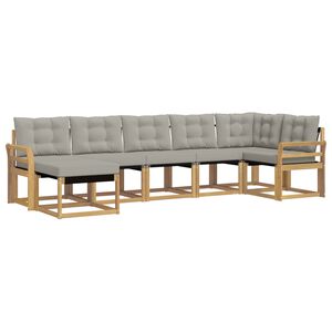 vidaXL Conjunto de sof&aacute;s de exterior 7 pcs Blanco y Gris Claro
