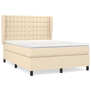 vidaXL Cama box spring con colch&oacute;n tela color crema 140x190 cm