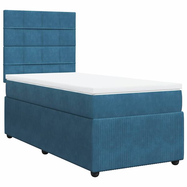 vidaXL Cama box spring con colchón terciopelo azul 90x190 cm