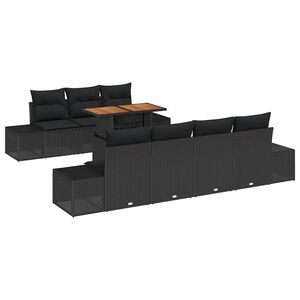 vidaXL Conjunto de Comedor de Jard&iacute;n con coj&iacute;n 8 pcs Negro y Marr&oacute;n