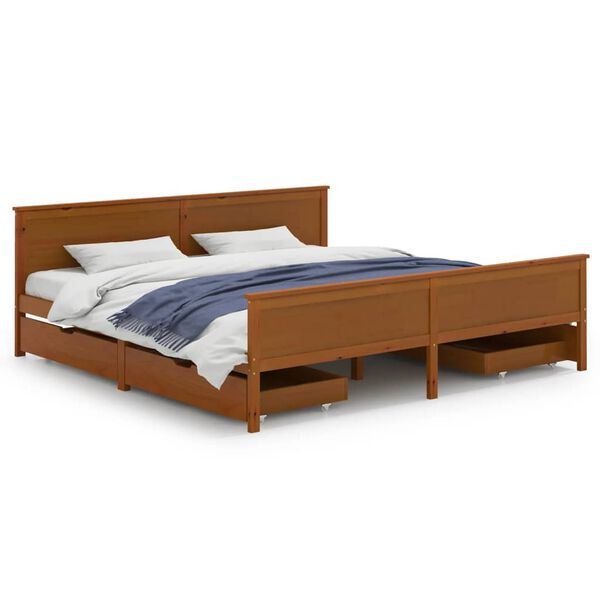 vidaXL Estructura cama sin colch&oacute;n madera maciza marr&oacute;n miel 200x200cm