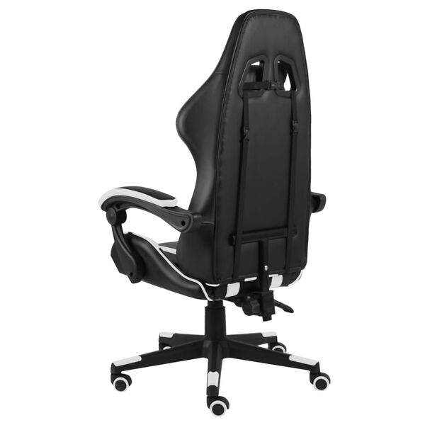 vidaXL Silla gaming de cuero sint&eacute;tico negro y blanco