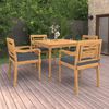 vidaXL Set de comedor de jard&iacute;n 5 pzas y cojines madera maciza de teca