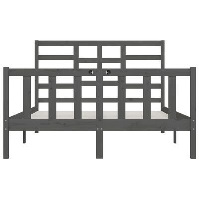 vidaXL Estructura de cama madera maciza gris King Size 150x200 cm