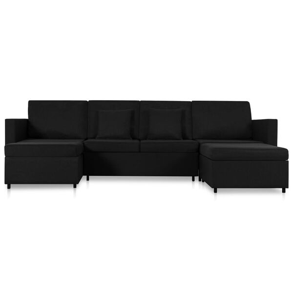 vidaXL Sofá cama extraíble de 4 plazas tela negro