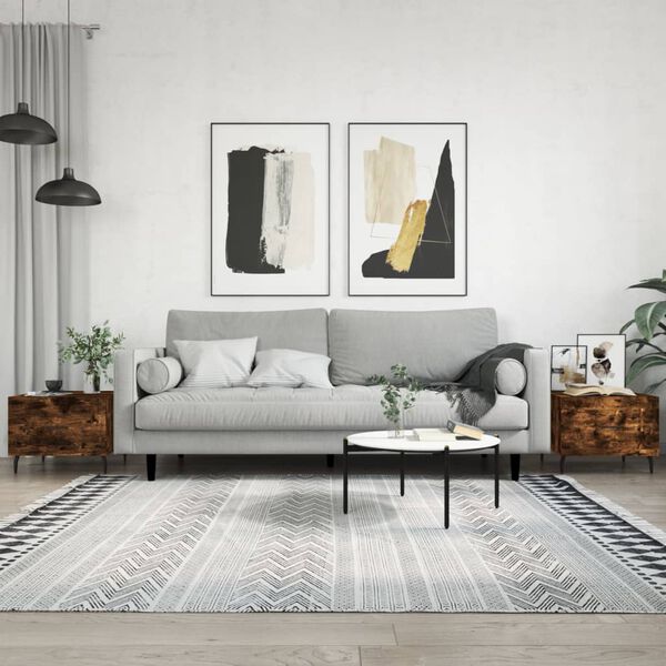 vidaXL Mesa de centro 2 uds madera ingeniería roble ahumado 50x50x40cm