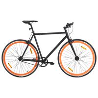 vidaXL Bicicleta de piñón fijo negro y naranja 700c 59 cm