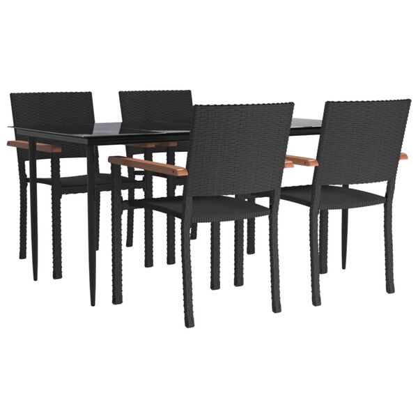 vidaXL Juego de comedor de jardín 5 piezas ratán sintético negro