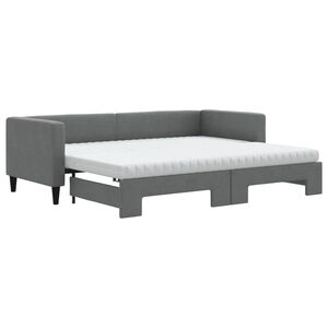 vidaXL Sof&aacute; cama nido con colch&oacute;n tela gris oscuro 80x200 cm