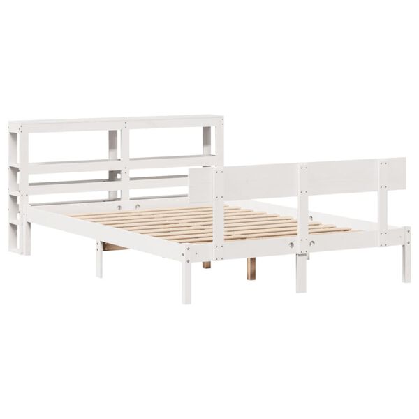 vidaXL Estructura de cama sin colch&oacute;n madera de pino blanco 135x190 cm