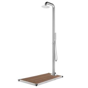 vidaXL Ducha de jard&iacute;n con base marr&oacute;n 230 cm acero inoxidable