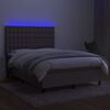 vidaXL Cama box spring colch&oacute;n y luces LED tela gris taupe 140x200 cm