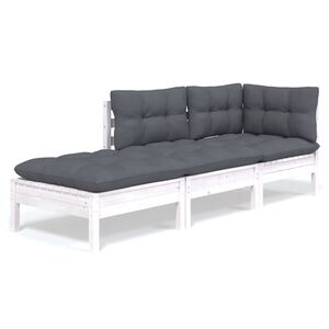 vidaXL Muebles de jard&iacute;n 3 pzas con cojines madera maciza de pino