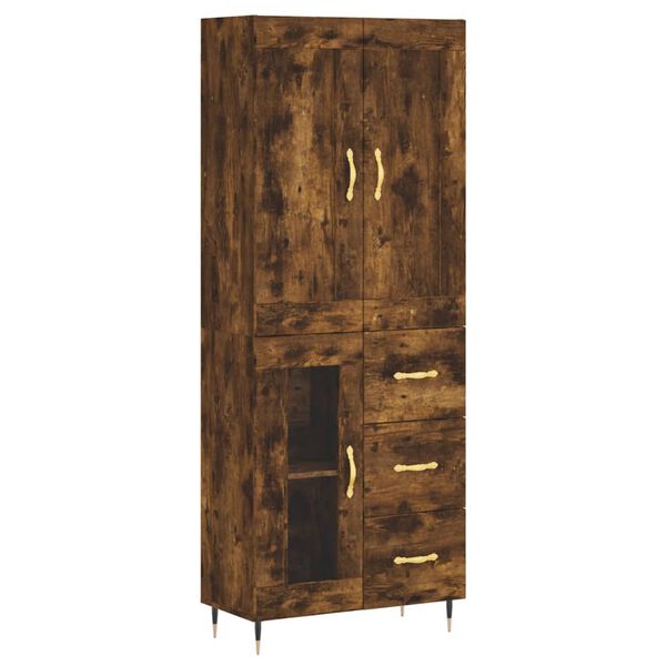 vidaXL Aparador alto madera contrachapada roble ahumado 69,5x34x180 cm