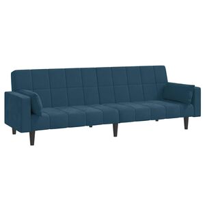 vidaXL Sof&aacute; cama de 2 plazas con dos almohadas terciopelo azul