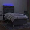 vidaXL Cama box spring colch&oacute;n y luces LED tela gris oscuro 100x200 cm