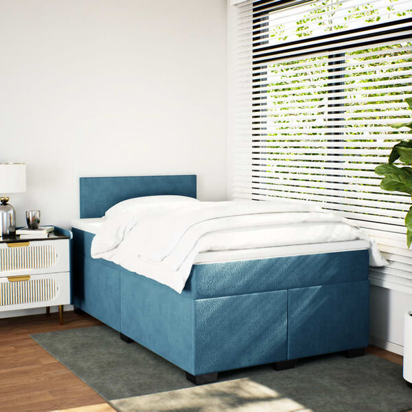vidaXL Cama box spring con colch&oacute;n terciopelo azul 120x200 cm