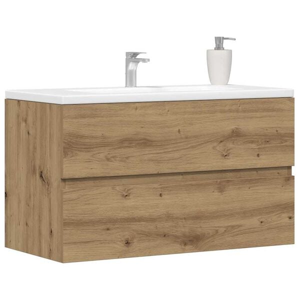 vidaXL Mueble de lavabo madera ingenier&iacute;a roble artisian 90x38,5x45 cm