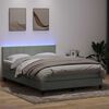 vidaXL Cama box spring con colch&oacute;n y LED terciopelo gris claro 160x220 cm