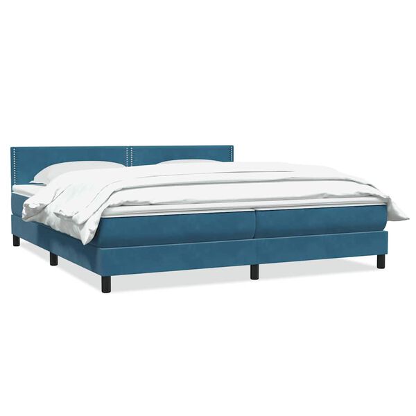 vidaXL Cama box spring con colch&oacute;n terciopelo azul oscuro 180x210 cm
