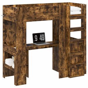 vidaXL Estructura de litera con escritorio Roble ahumado 75 x 190 cm