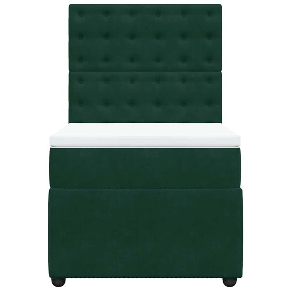 vidaXL Cama box spring con colch&oacute;n terciopelo verde oscuro 90x200 cm