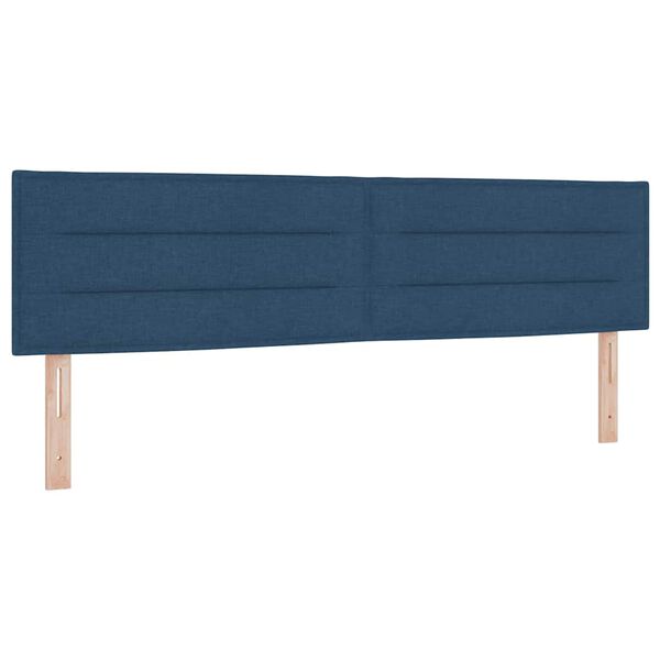 vidaXL Cama con Somier con colch&oacute;n con cabecera Azul 180 x 200 cm tela